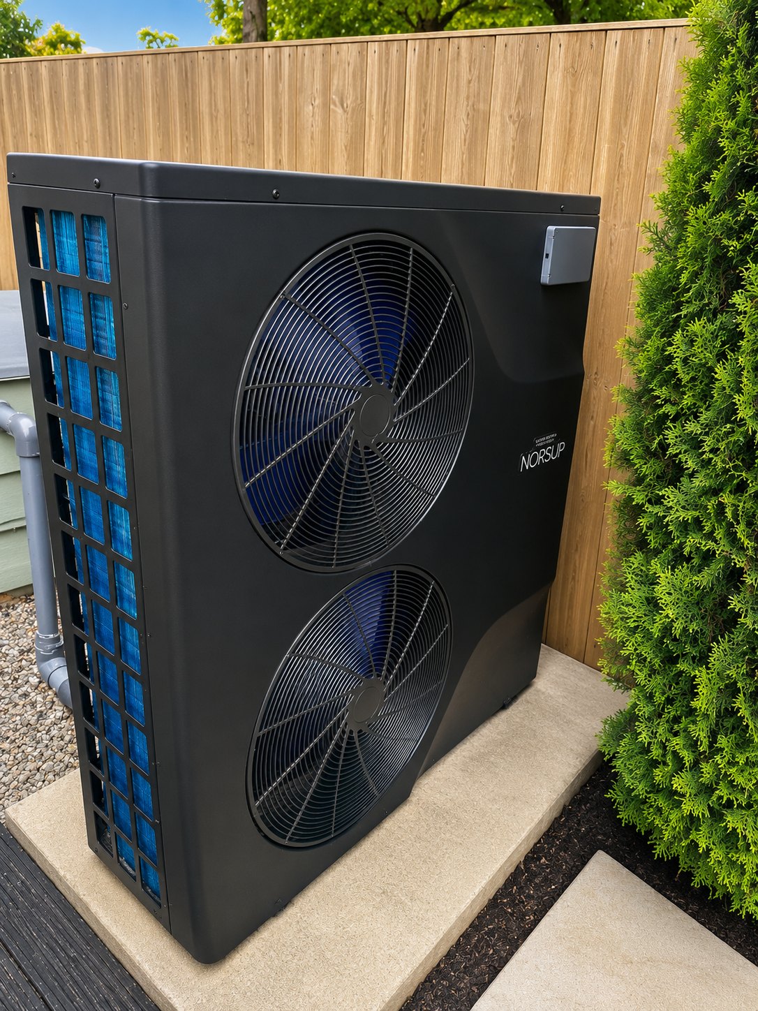 Optional black air source heat pump for swimming pool